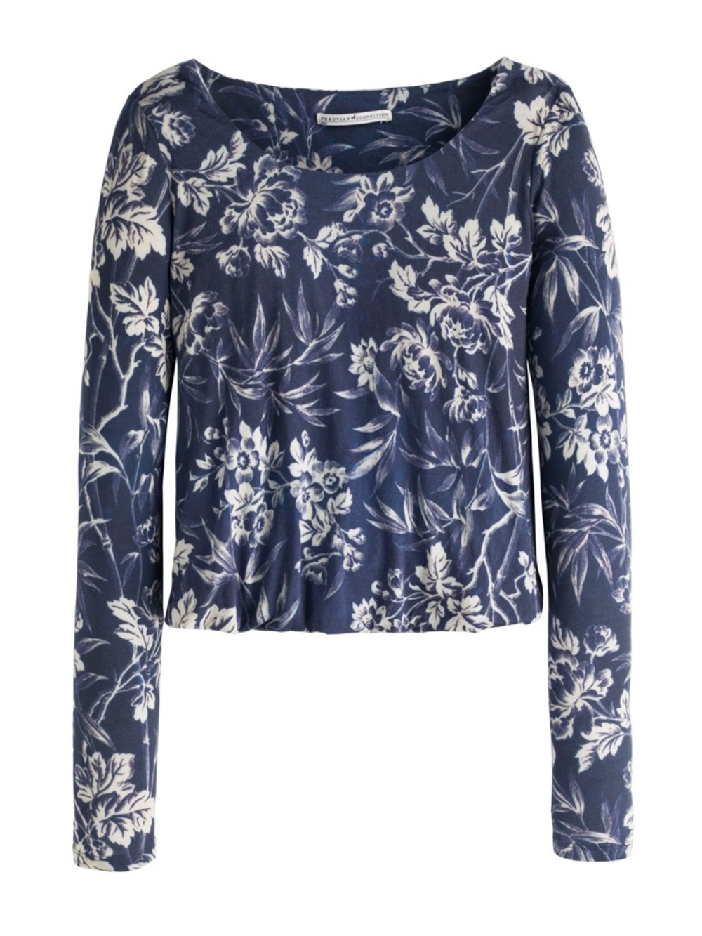 Peruvian Connection Bali Pima Cotton Blend Floral Long Sleeve Top - Picture 4 of 12